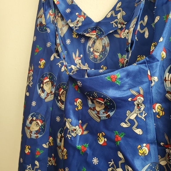 VTG Looney Tunes Blue Christmas Sleep Dress Nightgown - Picture 6 of 7